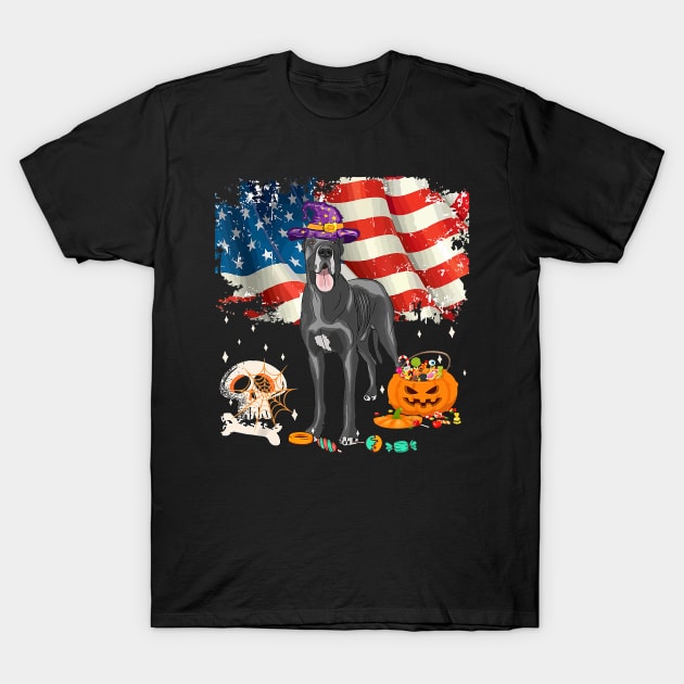 Funny great dane Dog Halloween Costume Gift Flag America T-Shirt by frostelsinger